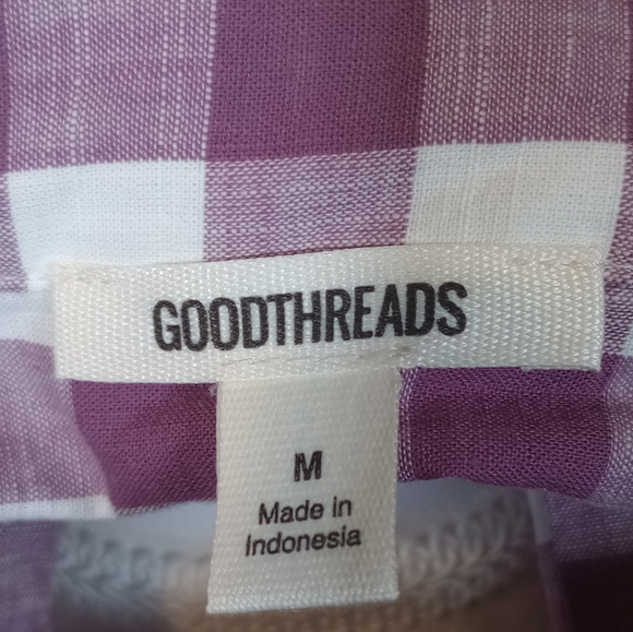 Goodthreads Purple and White Gingham Long Sleeve Popover Size Medium - Picture 5 of 6